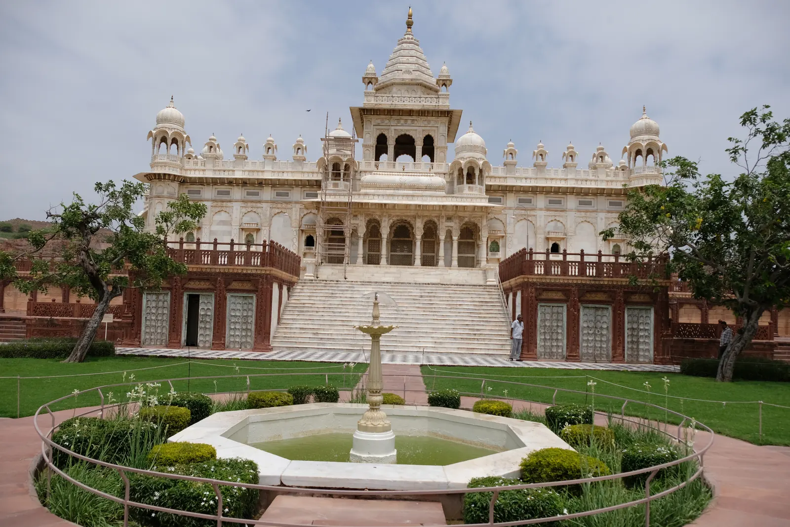 Jaswant Thada, Jodhpur &mdash; A ten-minute walk from the fort gate. The marble is cut thin enough that in bright sun the panels glow.
