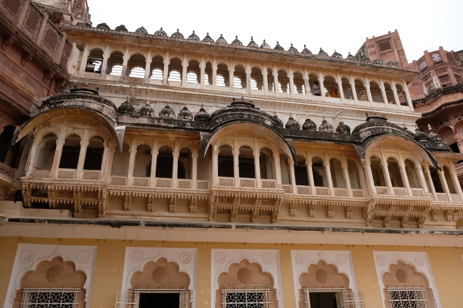 Inside Mehrangarh &mdash; Courtyard sandstone carved as fine as screenwork. Allow two to three hours for the fort, not one.